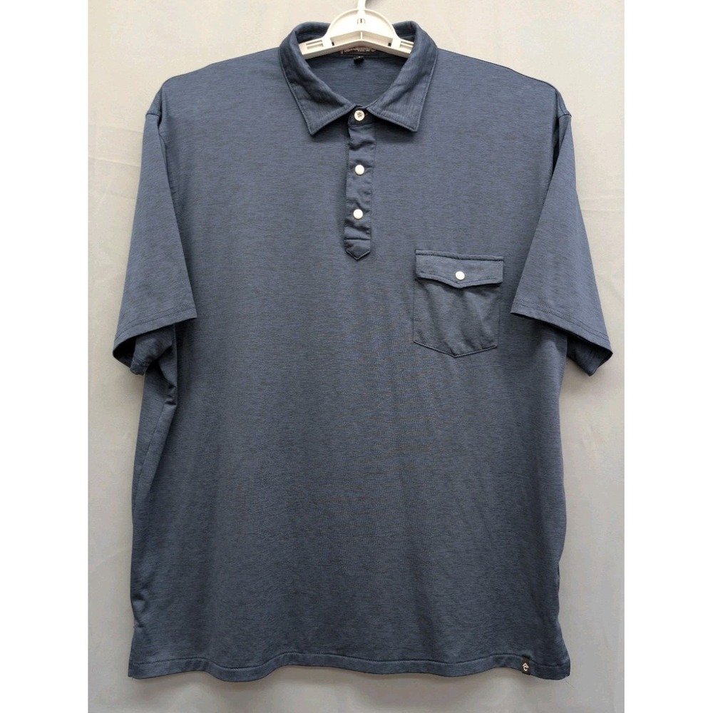 Rafter C‎ Performance Polo Shirt Mens XL Blue Pearl Snap Western Athleisure